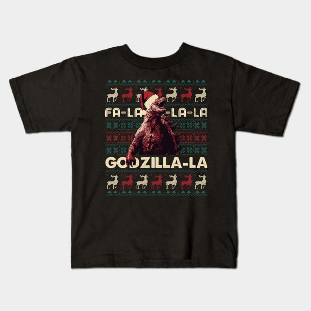 Christmas Godzilla Kids T-Shirt by mia_me